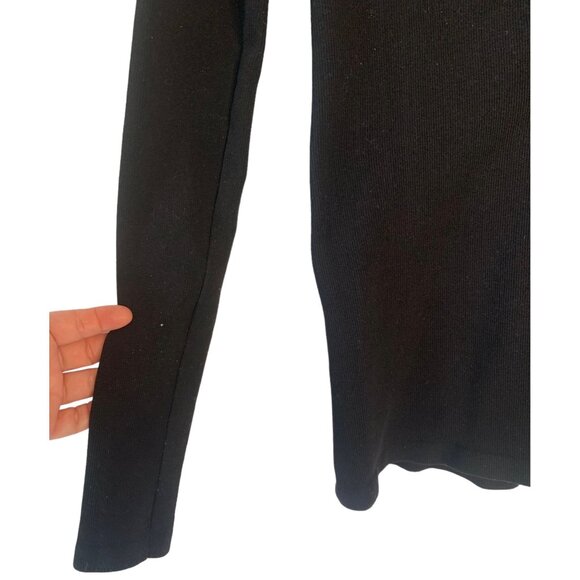 INTIMATELY FREE PEOPLE Black Lace-Up Seamless Long Sleeve Ribbed Tee Size M/L - Picture 4 of 7